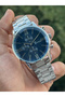 New Season Silver Color Navy Blue Dial Men's Wristwatch in Special Box