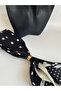 Black Polka Dot Double-Sided Scarf with Gold Ring Detail (70X70 cm) - 2