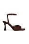Dark Brown Suede Goblet Heeled Sandals Open Back Women's Shoes Suzi - 3
