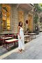 Women's Scallop Embroidered Thin Strap Lined Long Lace Dress - 6