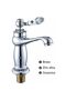 Black and white porcelain brass basin faucet, long design with retro floral pattern, hot and cold water supply (chrome-plated finish). - 4