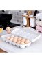 12-Compartment Plastic Egg Storage Box - Portable Stackable Refrigerator Egg Container with Lid - 3