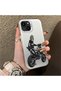 iPhone 13/14 Compatible Motorcycle Rider Drawing with Helmet Printed Men's Style Phone Protective Case