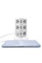 3-Layer Multi Pin Vertical Power Extension Socket Grey/White - 3