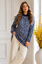 Leopard Patterned Tunic R7185 Navy Blue - 3
