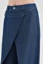 Women's Water Washed Denim Fabric Jeans with Folded Front Detail Design - 7