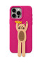 iPhone 15 Pro Max Soft Touch Silicone Phone Case with 3D Cat Figure and Stand