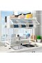 Double Layer 2 Tier Over The Sink Dish Drying Stand Drainer Organizer Storage Rack With Dustproof Door Kitchen Countertop Cutlery Organizer Utensil Holder Drain Bracket Shelf 85cm (White)
