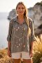 Italian Mink Shirt Collar Long Sleeve Buttoned Sequined Embroidered Linen Look Woven Shirt 70 60 - 4