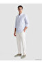 Ozmarka New Season White Regular Fit Striped Oxford Men's Shirt - 2