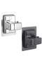 One-piece adjustable shower head holder, strong self-adhesive, moveable, chrome-plated - black/silver.