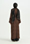 Plus Size Sleeve Detailed Robe - Brown - 4
