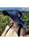 Women's Sun Hat 56-58 cm, Blue Straw Beach Hat, Floppy Wide Brim Travel Hat, UV Protective Straw Sun Hat, Adjustable Foldable Summer Vacation
