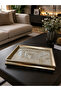 Moon Cream Beige Detailed Decorative Luxury Presentation and Serving Tray 41X29 cm - 3
