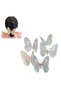 Five-piece butterfly hair clip set, five colors: blue, purple, pink, green, and yellow.