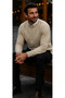 Men's Basic Winter Long Cream Sweater - 4