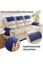 Armchair Recliner Armrest Cover Quilted with Pockets Double Seat Waterproof Non-Slip Sofa Cover Pet Dog Protective Blue - 3