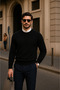 Men's Casual Crew Neck A.Black Sweatshirt - 2