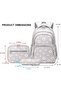 Three-Piece Daisy Pattern Backpack Set Includes Lunch Bag Pencil Case Lightweight Waterproof Teenagers Students Grey - 2