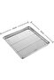 1-Piece Baking Pan with Cooling Rack - Small Baking Pan with Cooling Rack - Suitable for baking cookies, bread, meats, etc. - 25×25×2.5 cm - Silver - 2