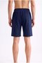 Men's Navy Blue Above-Knee Shorts Relaxed Fit Casual Sports Bermuda Shorts with Pockets and Laces - 6