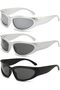 3-Piece Sunglasses for Men and Women: Retro Tech Fashion Surround Polarized Rectangular UV400 Cycling Glasses