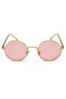 Small round sunglasses, hippie style, metallic, unisex (gold frame, pink lenses) - 2