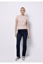 Slim Fit Round Neck Plain Women's Beige Short Sleeve T-Shirt - 3