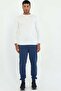 Men's Regular Fit Crew Neck White Sweatshirt - 3
