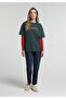 Oversize Fit Round Neck Printed Women's Green Short Sleeve T-Shirt - 3