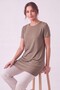 Women's Four Seasons Crew Neck Short Sleeve Viscose Short Tunic Mink - 5