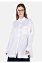 Relaxed Fit Shirt Neck Plain Women's White Roll-Up Shirt