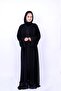 Elegant Black Chiffon Embroidered Lace Abaya - 7