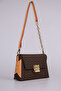 Monogram Printed Cover with Logo and Chain Detail Stylish Women's Shoulder Bag Brown - 3