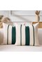 2 Pcs 40x40cm Green Bohemian Woven Cotton-Linen Accent Pillows, Elegant Square Sofa Decorative Cushions with Lace Border