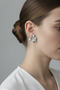 Stylish Textured Gray Flower Motif Bijouterie Earrings for Women - 2