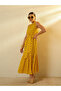 Yellow with Purple Polka Dot Sleeveless Tiered Maxi Dress - 3
