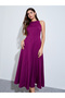 Magenta Sleeveless A-Line Midi Dress - 3