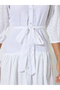 Off White Cotton Schiffli 3/4 Sleeves Mini Dress - 4