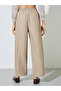 Beige Mid Rise Straight Leg Pants with Side Pocket - 4