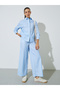 Light Blue Striped Long-Sleeve Oversized Shirt - 3