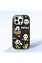 iPhone 15 Pro Max Compatible Case Camera Protector Black Silicone Couple Phone Case Panda Pattern