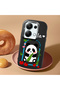 Poco M6 Pro 4g Compatible Case Camera Protector Black Silicone Couple Phone Case Panda Pattern - 2