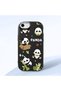 iPhone Se 2020 Compatible Case Camera Protector Black Silicone Couple Phone Case Panda Pattern