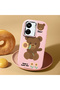 Poco C65 Compatible Case Camera Protector Pink Silicone Couple Phone Case with Bear Pattern - 2