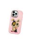 iPhone 14 Pro Max Compatible Case Camera Protector Pink Silicone Couple Phone Case with Character Pattern - 3