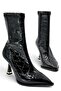 Non-Slip Sole Crocodile Patterned Thin Heeled Stretch Women's Boots Black 9 cm - 4