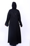 * Elegant Black Embroidered Abaya with Beaded Leaf Appliqué Details & Matching Hijab - 4