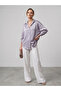 Women's Lilac Satin Silky Textured Shirt Oversized Flowy Long Sleeve Stylish Shirt - 3