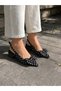 Women's Mina Black Satin Polka Dot Bow Detailed Open Back 4 cm Heeled Shoes - 4